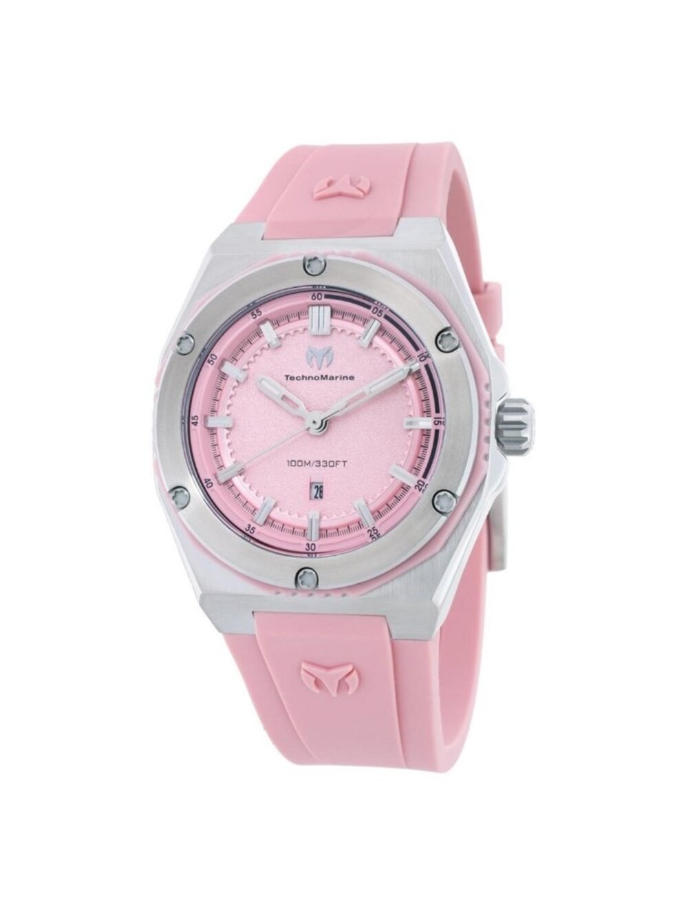 NWT Technomarine Coral Quartz Pink Dial Ladies Watch